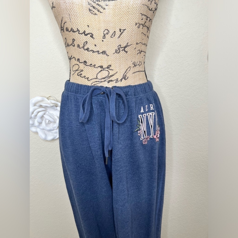 Aeropostale Embroidered Hooded Blue Gray Sweatshirt & Pants Size Large - Picture 12 of 16